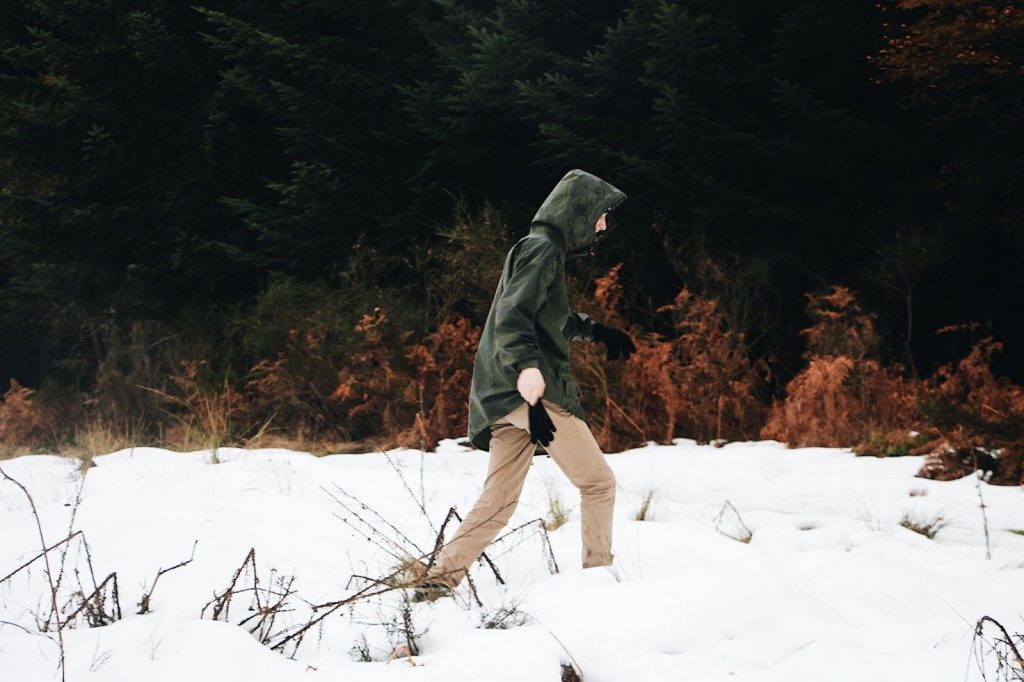 Walking during winter snow